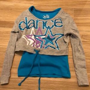 Long sleeve justice shirt size 6 dance grey & blue